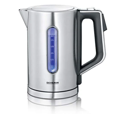 Abbildung von SEVERIN Digitaler Wasserkocher mit Fast Boil Power und individueller Temperaturauswahl, 1,7 l XXL Füllvolumen, Edelstahl gebürstet / Schwarz, 3000 W, 100% BPA frei, WK 3418