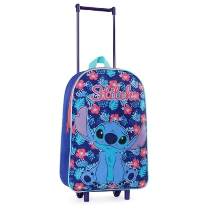 Abbildung von Disney Stitch Koffer Kinder, Faltbarer Trolley Handgepäck Leicht 39 x 27 cm 10.5 Liter, 2 Rollen &amp; Ausziehbarem Griff