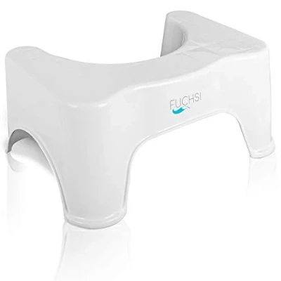 Abbildung von FUCHSI Toilettenhocker für eine gesunde Darmflora Perfekte Höhe die empfohlene Haltung gegen Hämorrhoiden, Verstopfung, Blähungen, Reizdarm, Blähbauch Klo Hocker, Modern