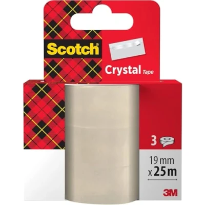 Abbildung von Scotch Crystal Klebeband, Nachfüllpackung, 3 Rollen, 19 mm x 25 m Allzweck klebeband für die Reparatur, Verschließen von Dokumenten