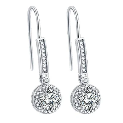 Abbildung von Strahlende Ohrringe, Ohrhänger für Damen aus 925er Sterling Silber Hängend lang rund Tropfen Circle Kreis Zirkonia mit Haken und Kristall Schmuck Hängende Ohrstecker (Silber)