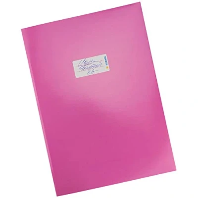 Abbildung von HERMA 19749 Heftumschlag A4 Karton Pink, Hefthülle mit Beschriftungsfeld aus stabilem &amp; extra starkem Papier, Heftschoner für Schulhefte, farbig