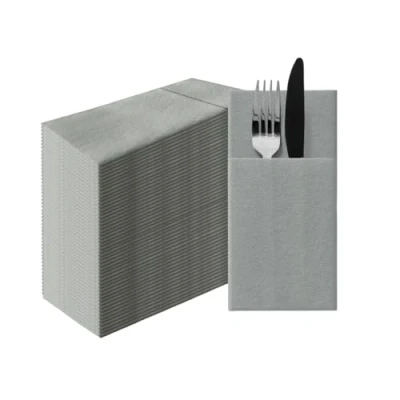 Abbildung von PAW Airlaid Pocket Servietten (39 x 40 cm) I 50 Stück Einfarbig Stoffähnlich Elegante Tischdekoration HoReCa Zu Anlässen wie Hochzeiten, Feiern, Weihnachten Unicolor: Grau