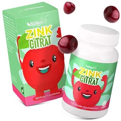 Abbildung von Zink Tabletten Kinder für 120 Tage Unterstützt das Immunsystem 100% Vegan und Zuckerfreie Zinktabletten 6 mg Vitamine