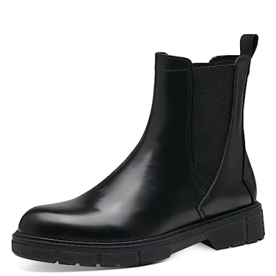 Abbildung von MARCO TOZZI Damen Chelsea Boots aus Kunstleder Flach, Schwarz (Black Brush), 38