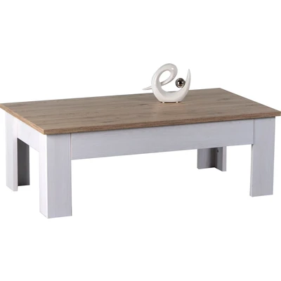 Abbildung von Stella Trading ROMANCE Couchtisch mit Ablagefächern in San Remo &amp; Sibiu Lärche Optik Sofatisch im Landhausstil für Ihren Wohnbereich 80 x 40 cm (B/H/T)