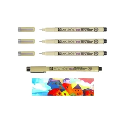 Abbildung von PIGMA MICRON Sakura 005 (0.20mm) Filzstifte, Schwarz, 3 Stück UND 1 PCS 003