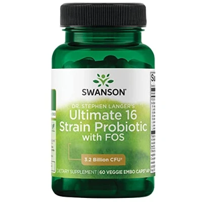 Abbildung von Swanson Ultimate 16 Strain Probi with FOS, gute Bakterienstämme mit Fructooligosacchariden, 60 Kapseln, Laborgeprüft, Sojafrei, Glutenfrei, Ohne Gentechnik