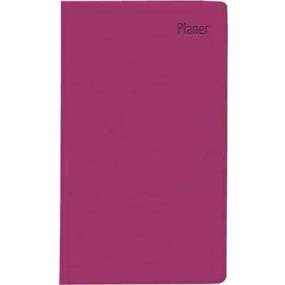 Abbildung von Zettler Taschenplaner 2025 rosa, 9,5x16cm, Taschenkalender faltbar mit Kunststoffhülle, 1 Monat auf 2 Seiten, separates Adressheft, Wochenzählung, Mondphasen und deutsches Kalendarium