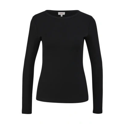 Abbildung von s.Oliver MIT Rippstruktur Langarmshirt, Damen, Größe: 48, Schwarz