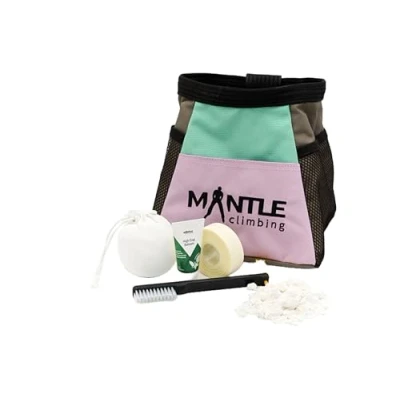 Abbildung von MANTLE climbing equipment Boulderbag Set Bina Mint/lila mit Chalkball, Tape, Handcreme &amp; Boulderbrush