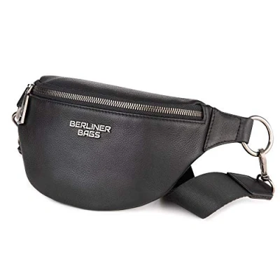 Abbildung von Berliner Bags Premium Bauchtasche Mona, Umhängetasche aus Leder, Crossbody Tasche, Gürteltasche für Damen und Herren Schwarz