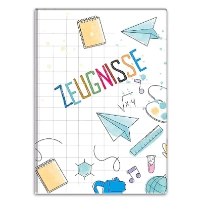 Abbildung von itenga Zeugnismappemit Motiv DIN A4 Dokumentenmappe Zeugnisse für Kinder Jugendliche Schüler Mädchen (Doodles)