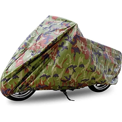 Abbildung von ANFTOP Wasserdicht Motorrad Abdeckung Camouflage Farbe UV Regen Schutz Staubdicht Breathable Scooter Abdeckungen Mit Tragetasche Outdoor Cover Abdeckplane L