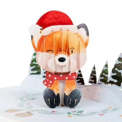 Abbildung von LIMAH® Pop up Karte zu Weihnachten mit Fuchs Eine ausgefallene und lustige 3D Weihnachtskarte Ob als Geschenk Weihnachten, Geldgeschenk oder süße Gutschein Idee Umschlag