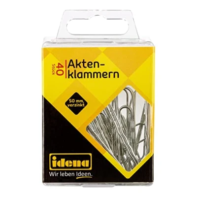 Abbildung von Idena 12080 Aktenklammern, 40 Stück, 50 mm, verzinkt