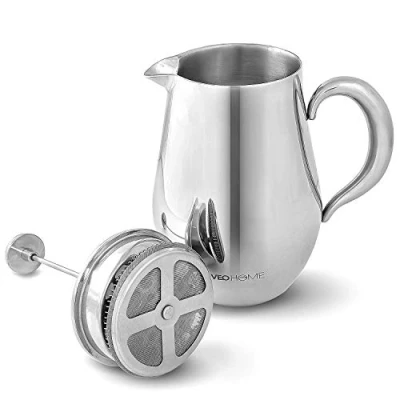 Abbildung von VeoHome French Press Kaffeebereiter Kaffeekanne unzerbrechlich und hält Ihren kaffee dank der Doppelhülle lange warm (1 Liter)
