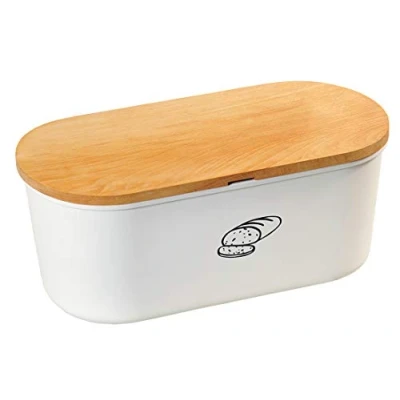 Abbildung von Kesper Brotbox, Material: Kunststoff, Buchenholz, Maße: 33,5 x 18 /Höhe: 14 cm, Farbe: Weiß, Braun 85090