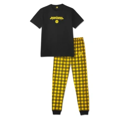 Abbildung von Borussia Dortmund BVB Schlafanzug Karo, Amazon exklusiv, Kurzarm Shirt, Lange Hose, schwarzgelb, 100% Baumwolle, Gr. XXL