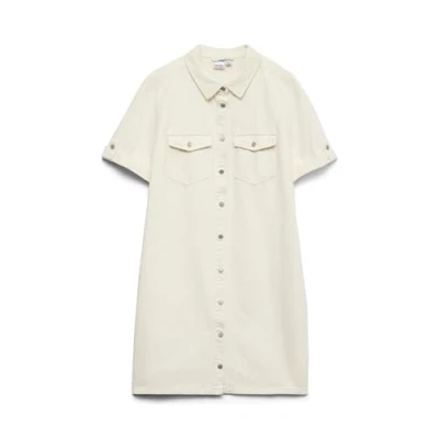Abbildung von VERO MODA Damen VMJENNIE SS Short Denim Dress Mix NOOS Kleid, Cloud Dancer, X Small