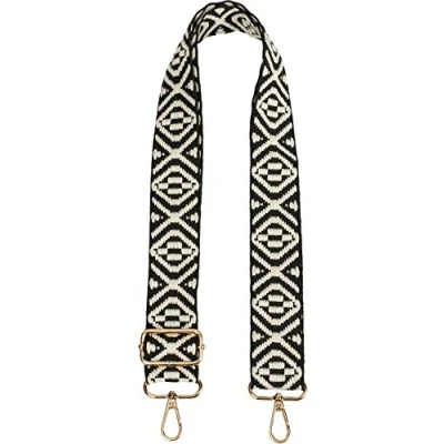 Abbildung von styleBREAKER Taschen Schulterriemen mit Azteken Muster, Wechsel Taschengurt Karabinerhaken, verstellbar, Handyband, Handykette 02013015, Farbe:Schwarz Weiß