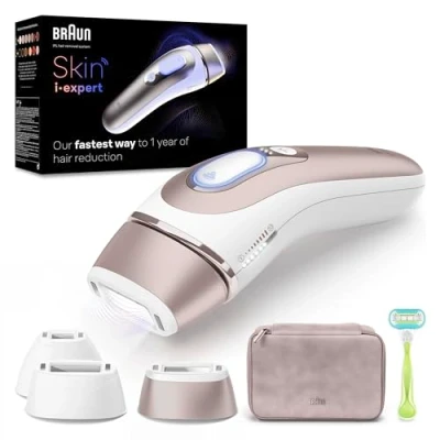 Abbildung von Braun Smart IPL Skin i·expert, Haarentfernung für zu Hause, Gratis App, Aufbewahrungstasche, Venus Rasierer, Designed In Germany, 3 smarte Aufsätze Gesicht &amp; Körper, PL7253