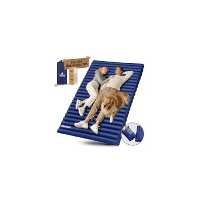 Abbildung von HIKENTURE Isomatte für 2 Personen, Doppel Ultraleicht Aufblasbar, Camping Luftmatratze Schlafmatte Kleines Packmaß mit Pumpsack, Reise, Outdoor, Wandern, Strand, Navyblau (Pumpsack XL)