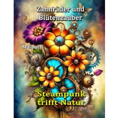 Abbildung von Zahnräder und Blütenzauber: Steampunk trifft Natur Malbuch für Erwachsene Jugentliche Stressabbau &amp; Entspannung: Kreative Auszeit mit ... Blumenblätter Geschenk