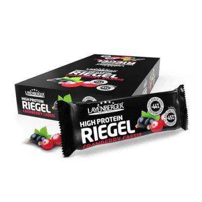 Abbildung von Layenberger High Protein Riegel Fitness Power Bar, viel Eiweiß, wenig Zucker 18er Pack (18 x 35 g) Cranberry Cassis