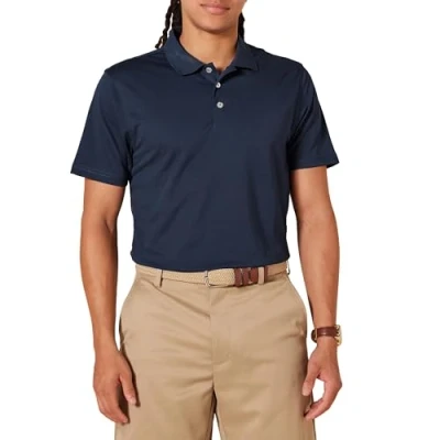 Abbildung von Amazon Essentials Herren Golf Poloshirt, Schnell Trocknend, Schmale Passform, Dunkles Marineblau, M