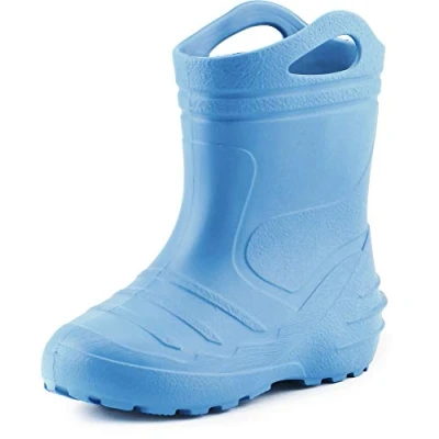 Abbildung von Ladeheid Gummistiefel Kinder federleichte Eva Regenstiefel für Mädchen und Jungen Thermo gefüttert KL051 (Hellblau, 33 EU)
