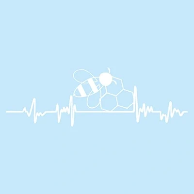 Abbildung von Finest Folia Aufkleber Herzschlag Tiere Breite 27cm Lifeline Heartbeat Deko Sticker Selbstklebend für Auto Kühlschrank Laptop Autoaufkleber K150 (Weiß Glanz, 03 Biene)