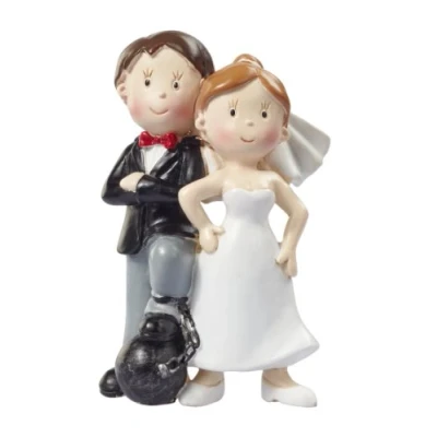 Abbildung von Hochzeitspaar * Brautpaar mit Fussfessel Tortendekoration Tortenfigur Tischdekoration