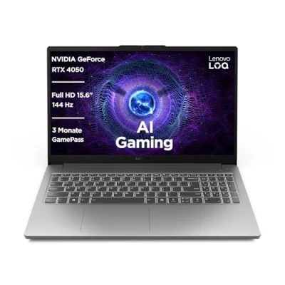 Abbildung von Lenovo LOQ Essential Gaming AI Laptop 15.6&quot; Full HD 144Hz Display Intel Core i7 NVIDIA GeForce RTX 4050 16GB RAM 1TB SSD Windows 11 QWERTZ Luna Grau Chip LA1 3 Monate GamePass