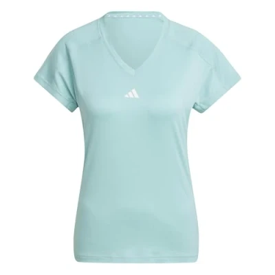 Abbildung von adidas AEROREADY Train Essentials MINIMAL Branding V Neck T Shirt, Damen Kurzärmeliges Mint ton, IX1003