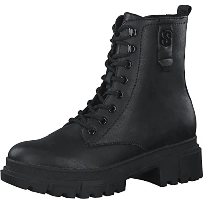 Abbildung von s.Oliver Damen Stiefeletten ohne Absatz zum Schnüren Vegan, Schwarz (Black), 37 EU