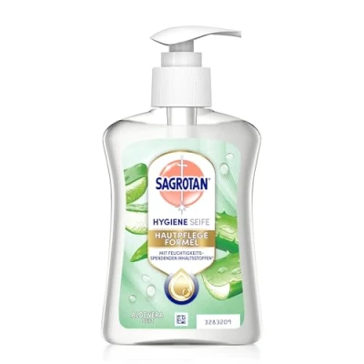 Abbildung von Sagrotan Handseife Brombeere und Waldfrüchte Hygienische Flüssigseife 3 x 250 ml Seifenspender