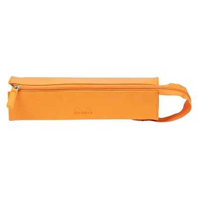Abbildung von Rhodia 319025C Schlampermäppchen Rhodiarama, rechteckig 23x5x5 cm, flache Öffnung, langer Reißverschluss, praktisch und elegant aus Kunstleder Orange, 1 Stück