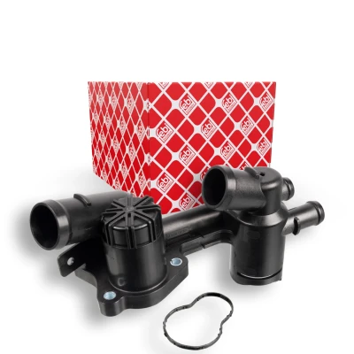 Abbildung von FEBI BILSTEIN 171228 Kühlwasserthermostat 80, 89 mit Dichtung Temperaturschalter Gehäuse VOLKSWAGEN: GOLF 6, Touran I, Polo V Hatchback