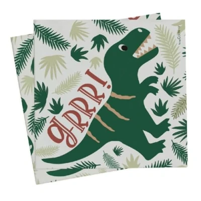 Abbildung von ScrapCooking 20 Servietten Dino 33 x cm Dekoration Geburtstag Dinosaurier Grün