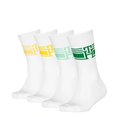 Abbildung von Tommy Hilfiger KIDS SOCK Sport Monogram Unisex 4 PACK Socken für Kinder, Größe: 31 34, Green/yellow