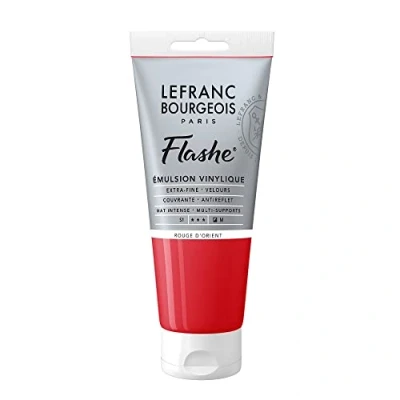 Abbildung von Lefranc Bourgeois 300646 Flashe Acrylfarbe &amp; Vinylfarbe, hochpigmentiert, elastisch, lichtecht, alterungsbeständig, matt, für den Innen Außenbereich, 80ml Tube Zinnoberrot