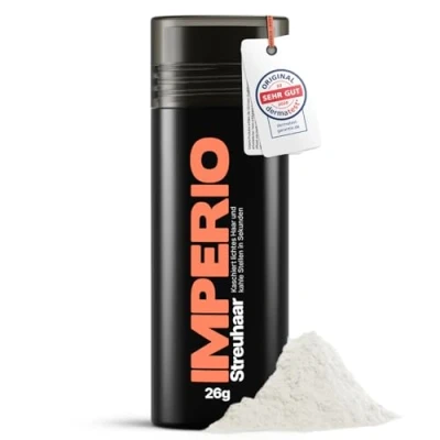 Abbildung von IMPERIO Streuhaar zur Haarverdichtung &amp; vollem Haar In Sekunden. Schütthaar für einen authentischen Look. 100% Natur! Premium Friseurqualität 26g (Weiß)