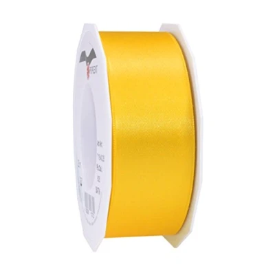 Abbildung von PRÄSENT C.E. Pattberg Satin gelb, 25 m Satinband zum Einpacken von Geschenken, 40 mm Breite, Geschenkband Dekorieren &amp; Basteln, Dekoband, Anlass