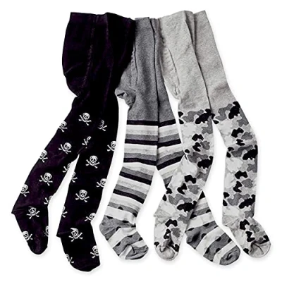 Abbildung von wellyou Baby und Kinderstrumpfhosen 3er Set für Jungen Totenkopf Tarnmuster Größe 98 104, made in Europe