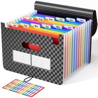 Abbildung von ABC life Dokumentenmappe A4/Ordner A4, 13 Taschen Erweitern Dateiordner Große Raum Fächermappe Datei Organizer Aktenordner Box Akkordeon Ordner Tragbar Sortiermappe für Zuhause oder Büro Dokumente