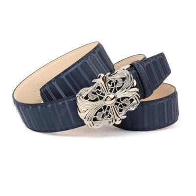Abbildung von Anthoni Crown Damen Automatik Ledergürtel Gürtel, Dunkelblau, 105