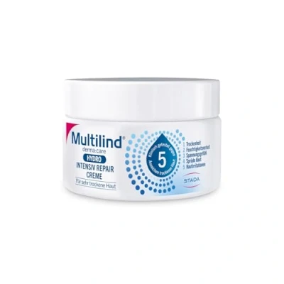 Abbildung von Multilind Derma:care Hydro Intensiv Repair Creme, Klinisch getestet gegen trockene Haut, feuchtigkeitsspendend, vegan &amp; frei von Paraffinen, Silikonen Parabenen, 150 ml