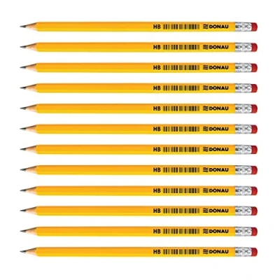 Abbildung von OFFICER PRODUCTS DONAU 7386001PL 99 Bleistift Holz: 12 HB Bleistifte mit Radiergummi / Stück 12er Pack/Ungiftig/Farbe: Gelb