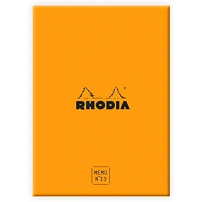 Abbildung von Rhodia 194053C Schreibset mit Box und Memoblock N13 Rhodiatime, DIN A6, 11,5x16 cm, liniert, 240 Blatt, 80g, einzeln eingeschweißt, praktisch kompakt, Orange, 1 Set